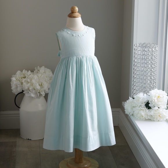 Strasburg Dress Girl'sCotton Aqua Mint Green Sundress with Embroidery - Picture 6 of 6